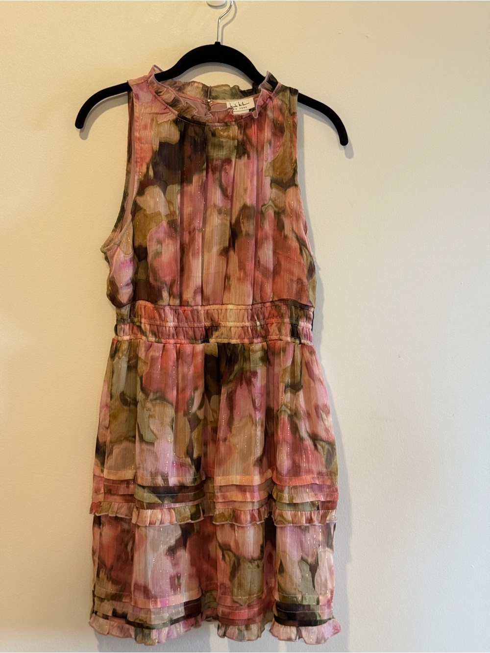 Nicole Miller New York Floral Tiered Sleeveless Dress NWT Fully Lined Women’s S